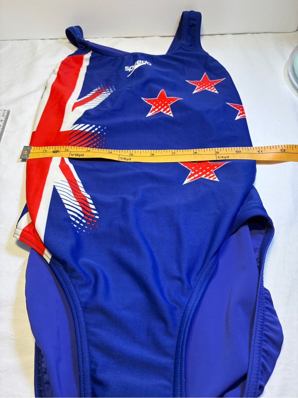 Speedo Girls Swim Suit New Zealand flag tags cut see measurements - Picture 3 of 8